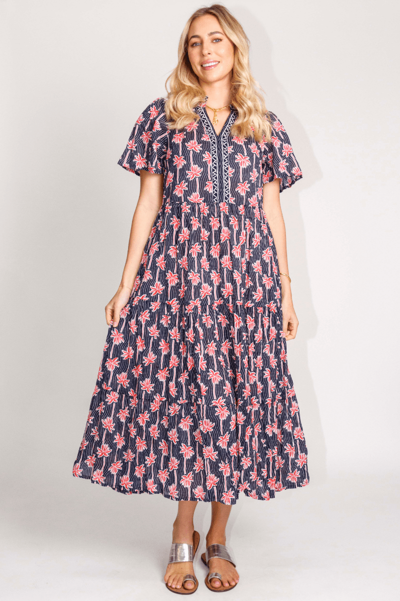 Lula Life Palm Cove Midi Dress Navy.