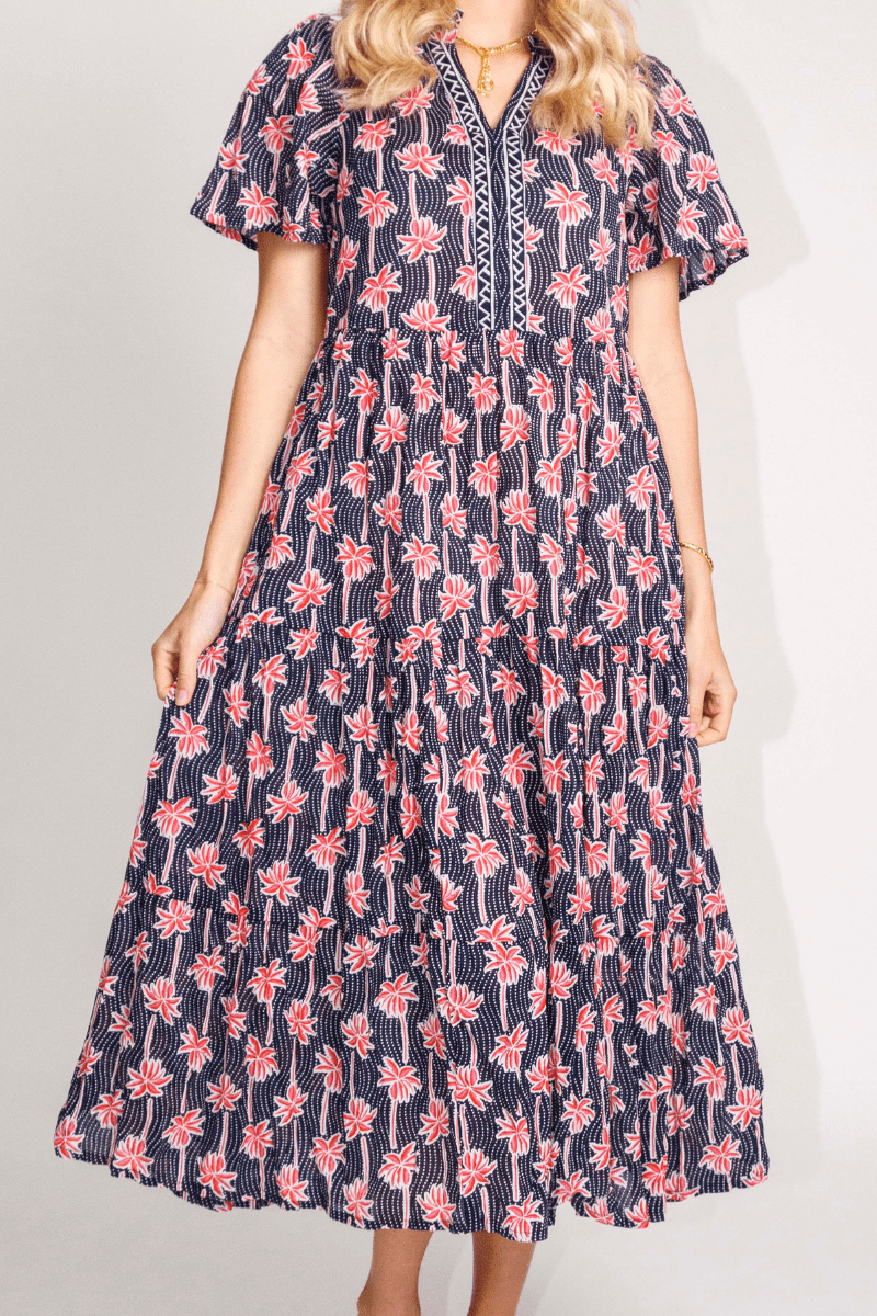 Lula Life Palm Cove Midi Dress Navy.