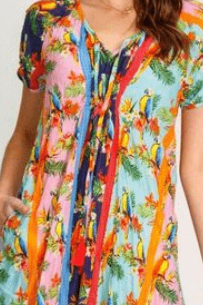 Lula Life Yepoon Shirred Dress Multi.