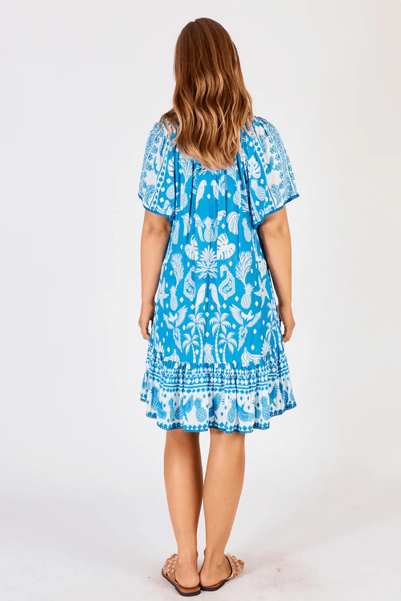 Lula Life Agatha Shirred Dress Ocean.