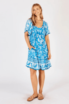Lula Life Agatha Shirred Dress Ocean.
