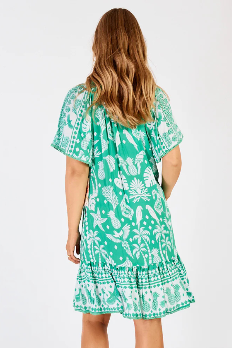 Lula Life Agatha Shirred Dress Sea.