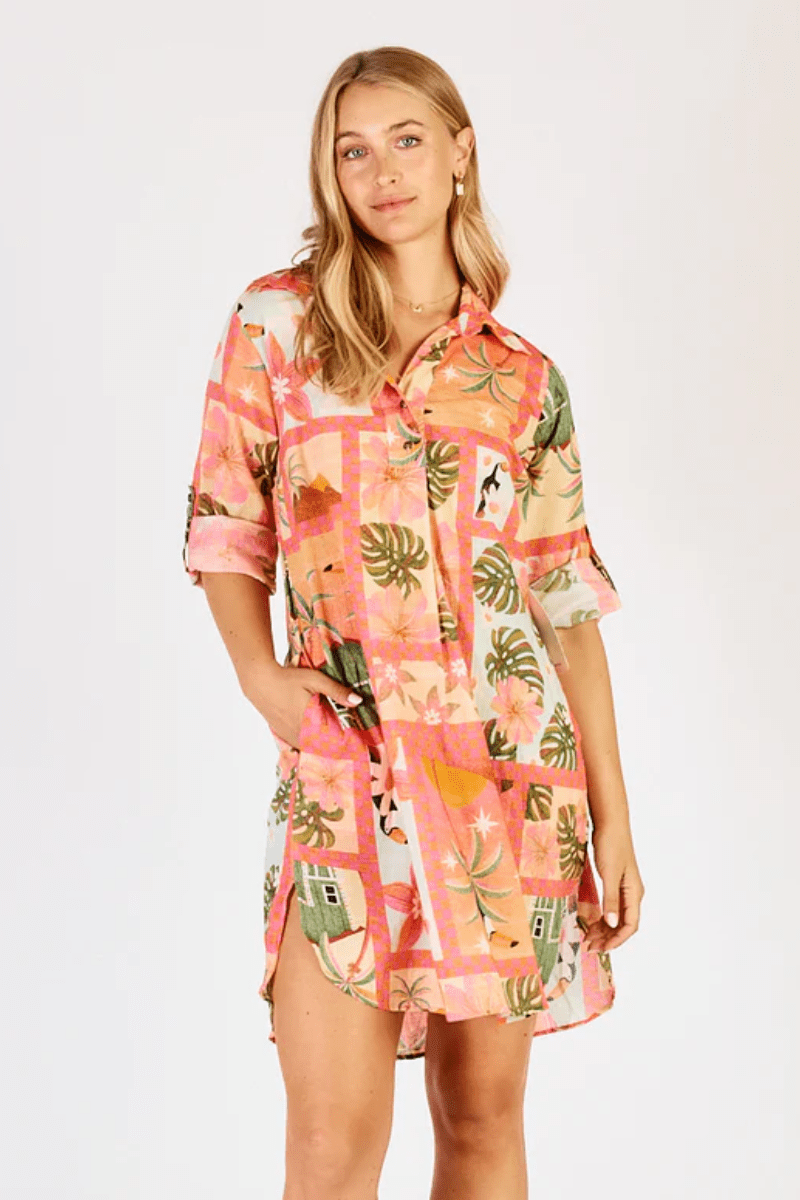 Lula Life Audrey Shirt Maker Coral.