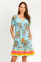 Lula Life Burleigh Shirred Dress Mist On Sale.