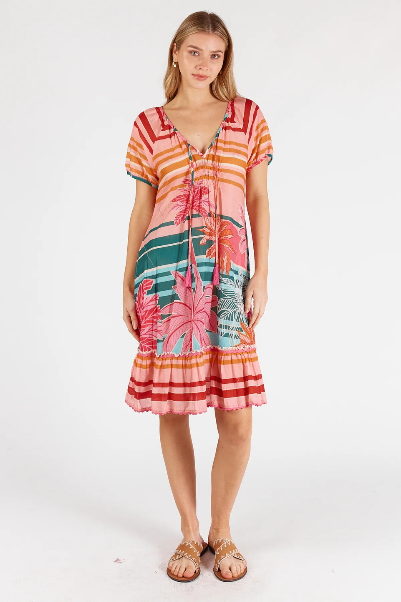 Lula Life Isla Shirred Dress - Sunset.