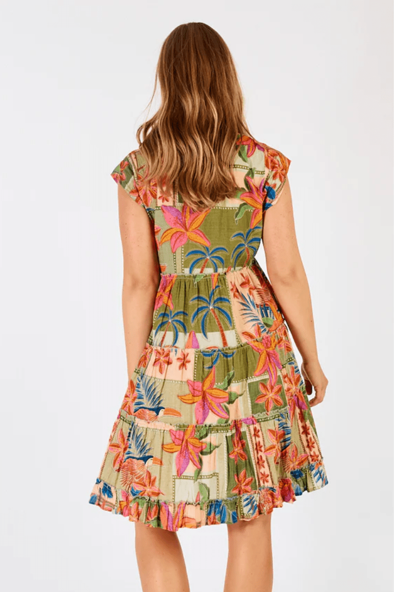 Lula Life Jemma Tiered Dress Olive.
