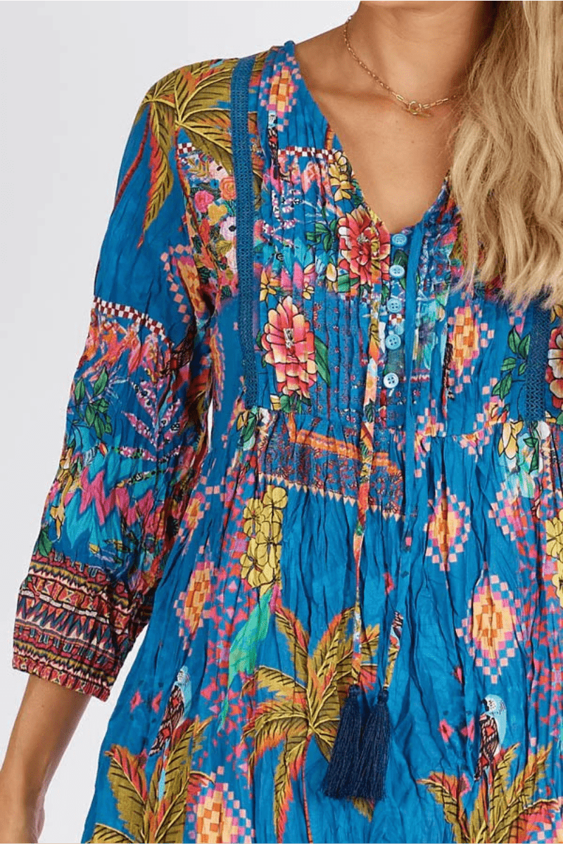 Lula Life Mika Cotton Dress Ocean.