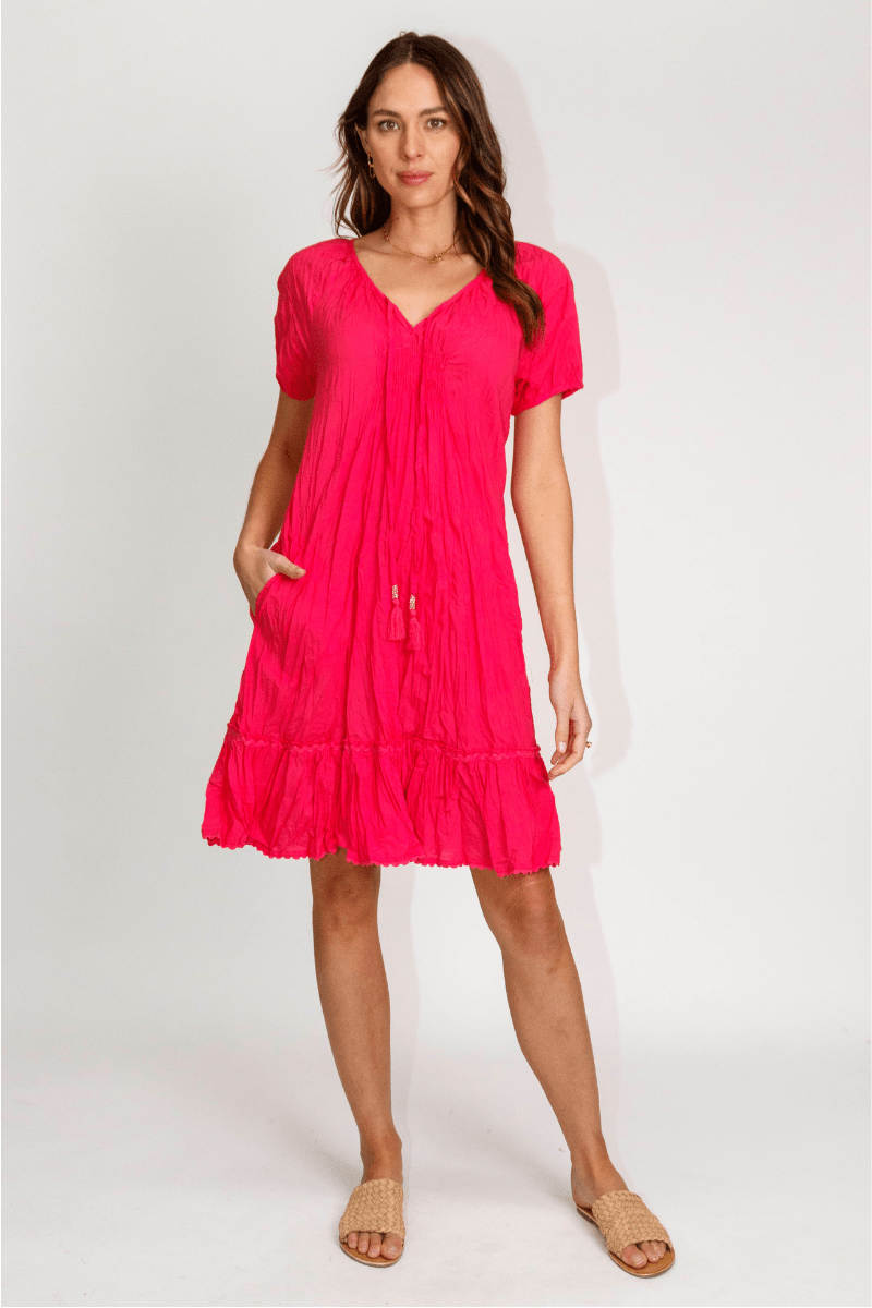 Lula Life MimI Shirred Dress Melon.