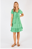 Lula Life Mimi Shirred Dress Sea Green.