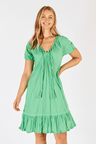 Lula Life Mimi Shirred Dress Sea Green.