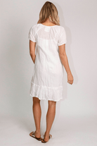 Lula Life MimI Shirred Dress White.