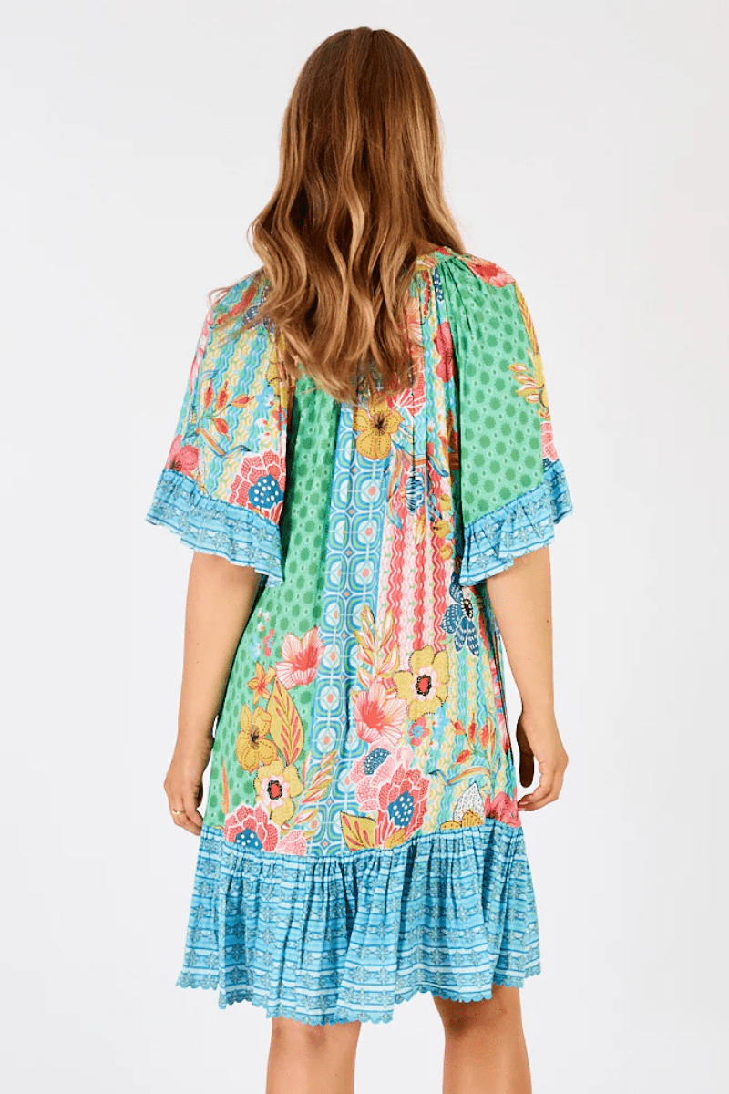 Lula Life Miranda Shirred Dress Sea.