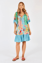 Lula Life Miranda Shirred Dress Sea.