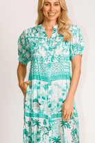 Lula Life Moffat Tucked Maxi Dress Sea Green.