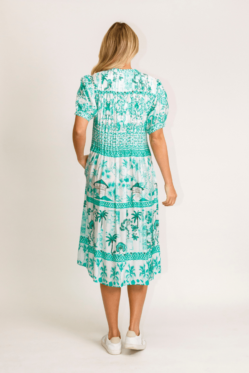 Lula Life Moffat Tucked Maxi Dress Sea Green.