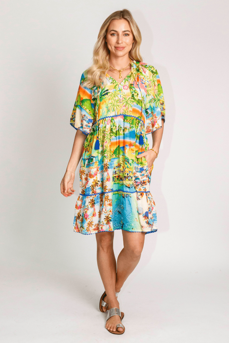 Lula Life Seaside Dress Tropical Print On Sale.