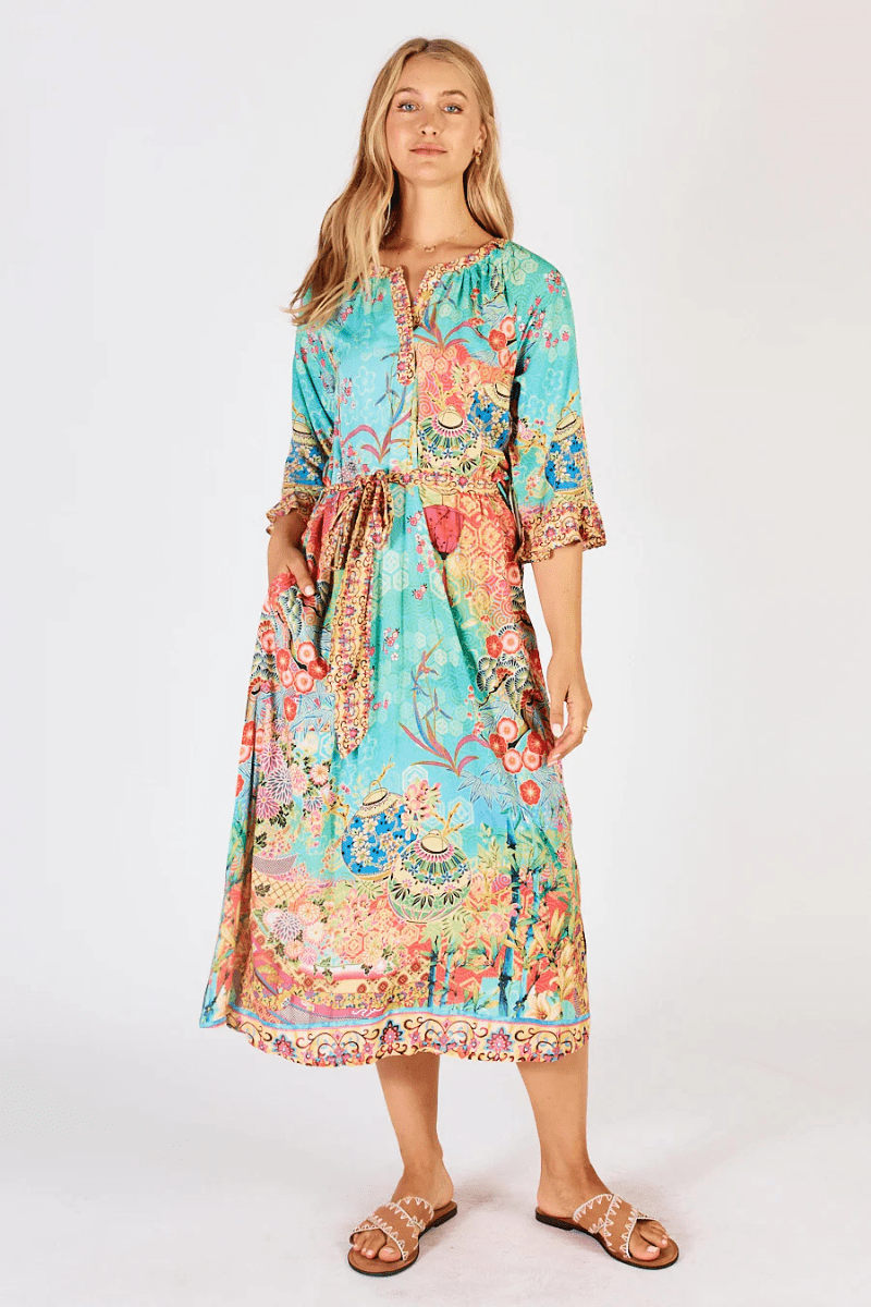 Lula Life Sybil Midi Dress Lagoon.