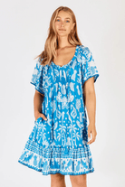 Lula Life Agatha Shirred Dress Ocean.