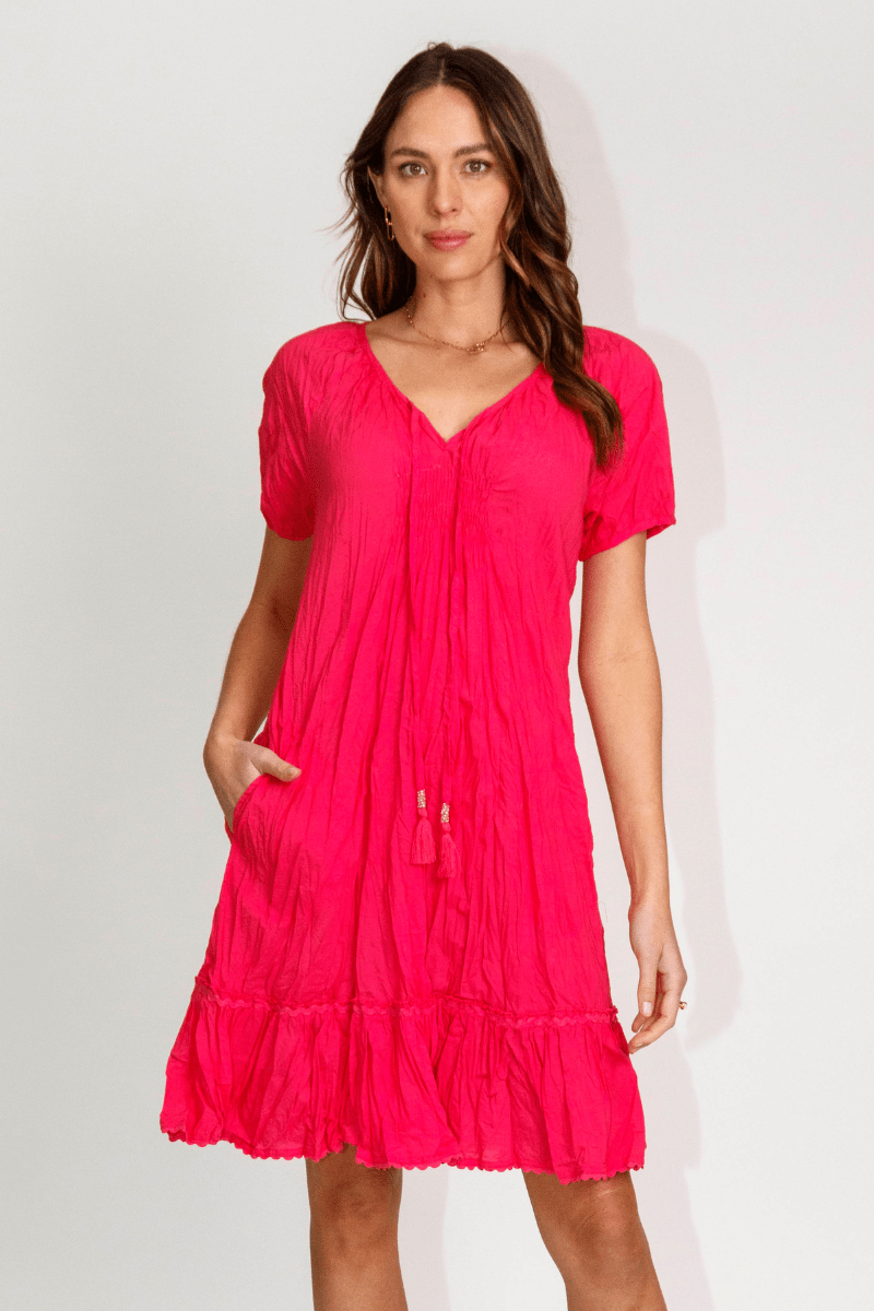 Lula Life MimI Shirred Dress Melon.