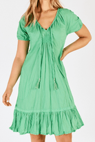 Lula Life Mimi Shirred Dress Sea Green.