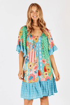 Lula Life Miranda Shirred Dress Sea.