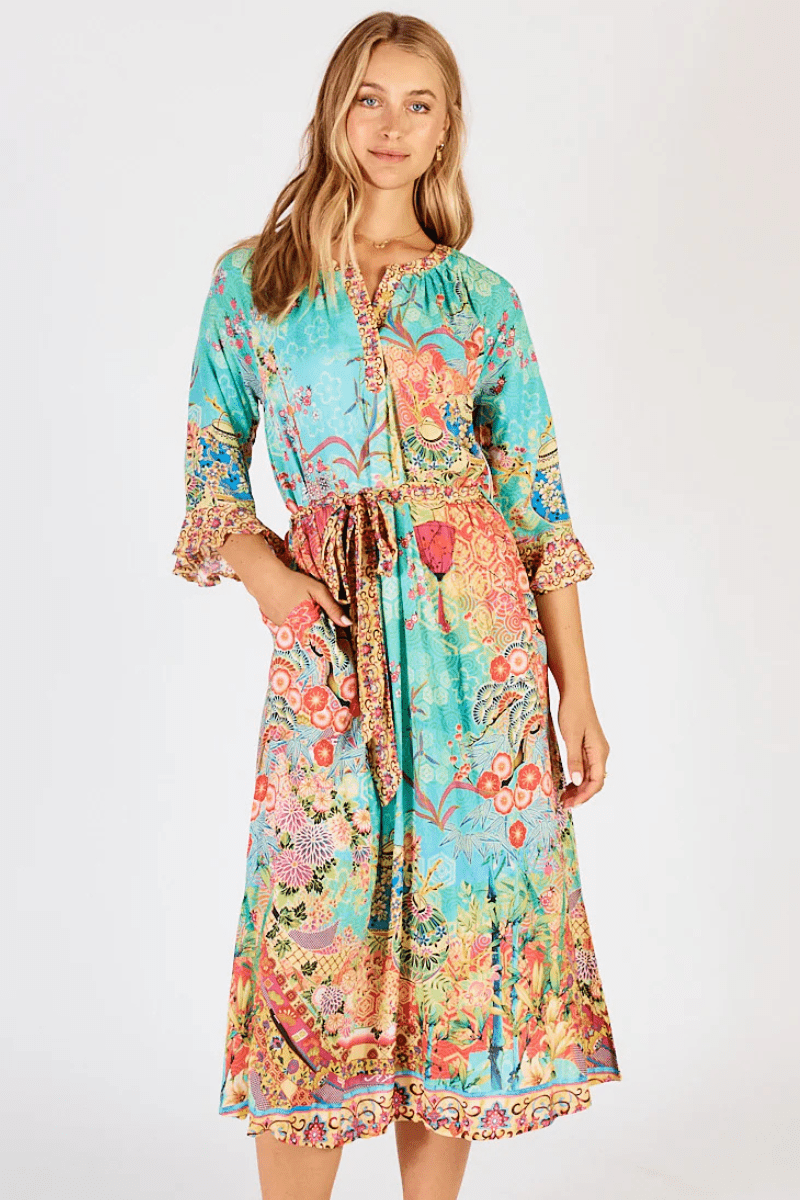 Lula Life Sybil Midi Dress Lagoon.