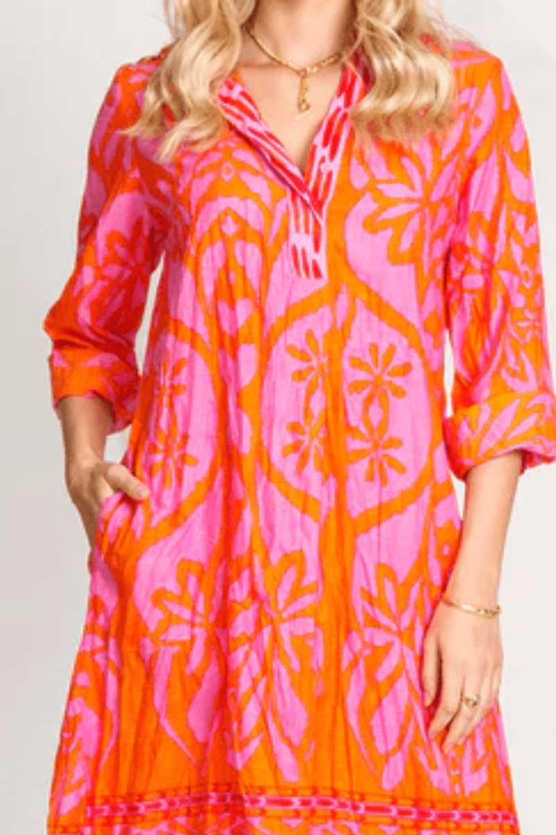 Lula Life Sorrento Shirt Dress Melon.