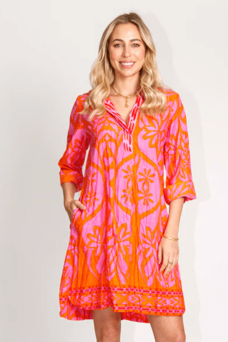 Lula Life Sorrento Shirt Dress Melon.