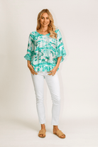 Lula Life Moffat  Sleeve Top Sea.