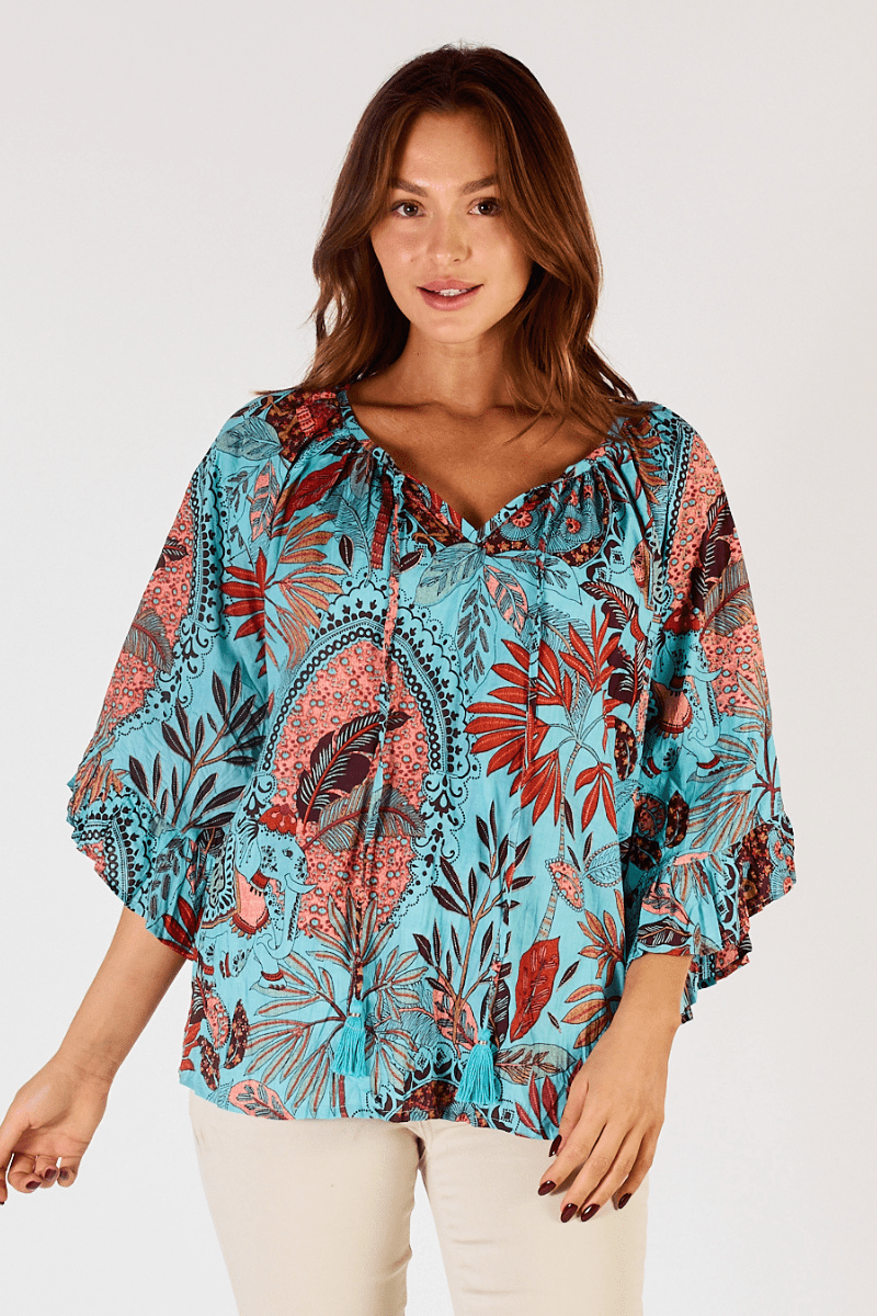 Lula Life Gina Long Sleeve Top Lagoon.