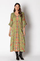 Lula Soul Barcelona Shirred Midi Dress -Olive.