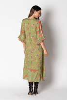 Lula Soul Barcelona Shirred Midi Dress -Olive.