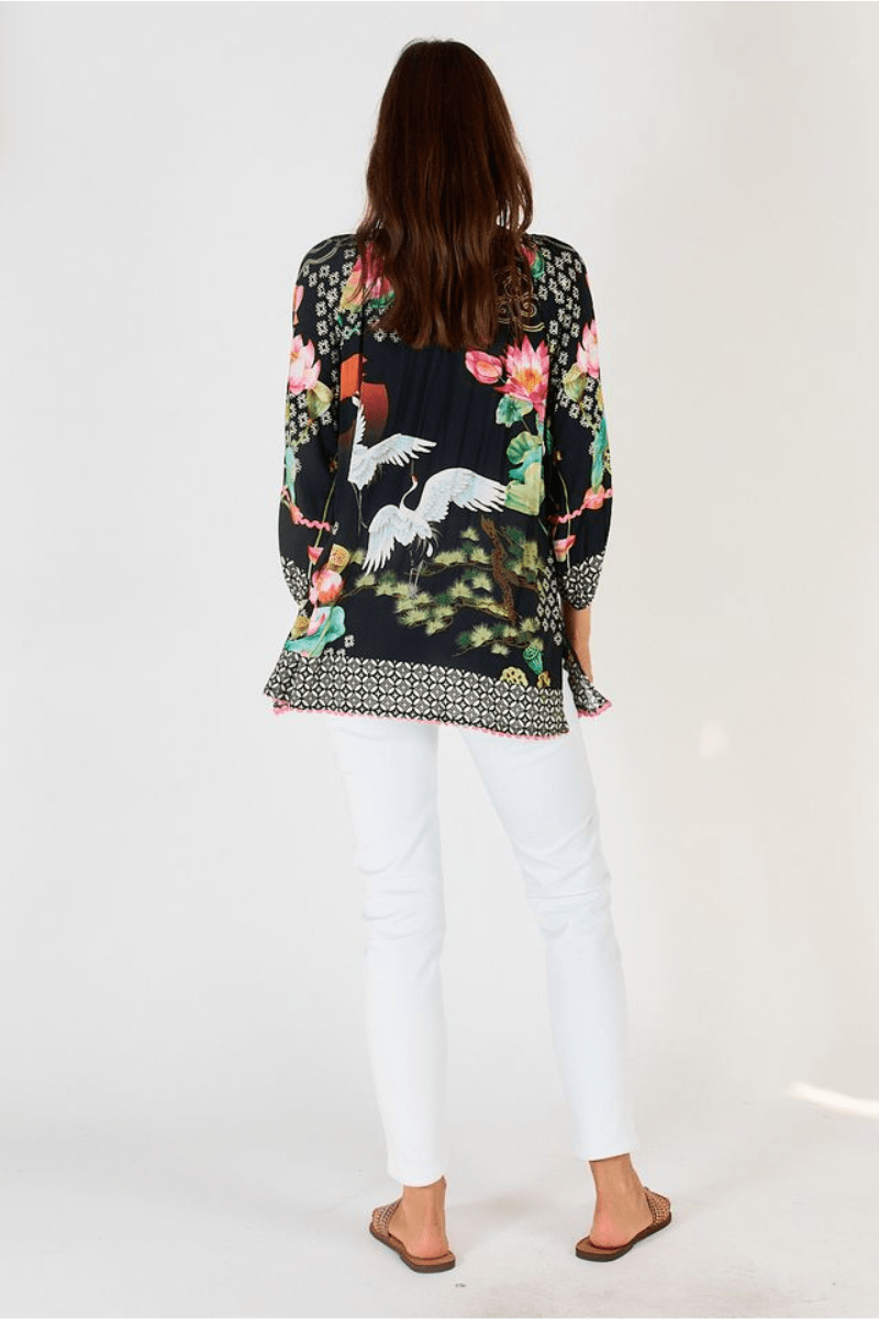 Lula Soul Yoshiko Print Black Shirt.