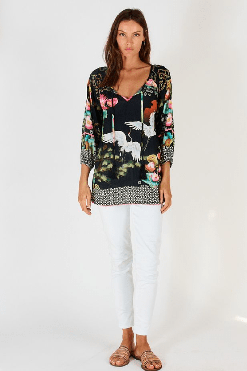 Lula Soul Yoshiko Print Black Shirt.