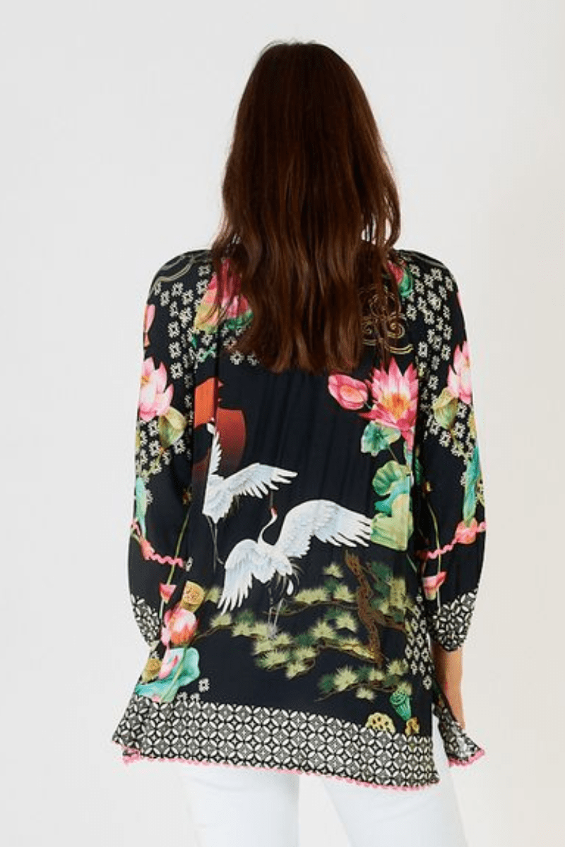 Lula Soul Yoshiko Print Black Shirt.