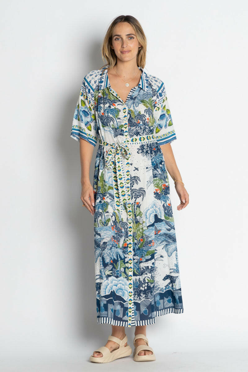 Lula Life Dita Shirtdress Ocean.