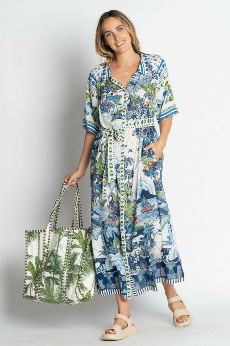 Lula Life Dita Shirtdress Ocean.