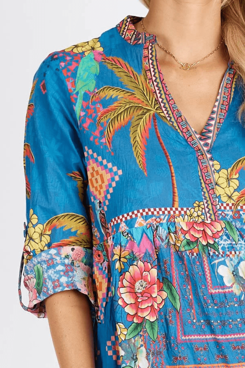 Lula Life Mika Midi Cotton Dress Ocean.