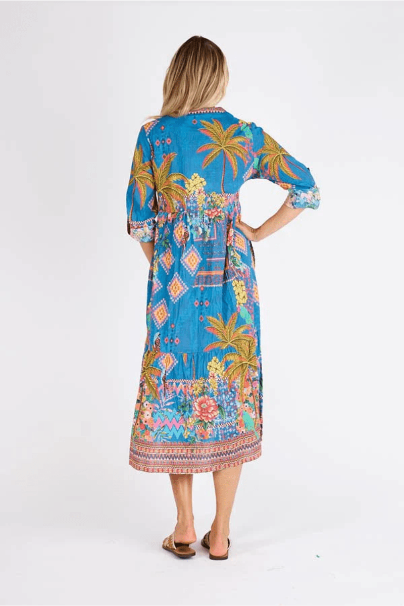 Lula Life Mika Midi Cotton Dress Ocean.