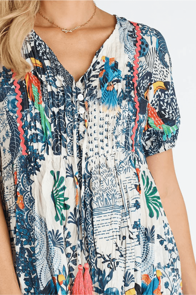 Lula Life Rio Cotton Dress Navy.