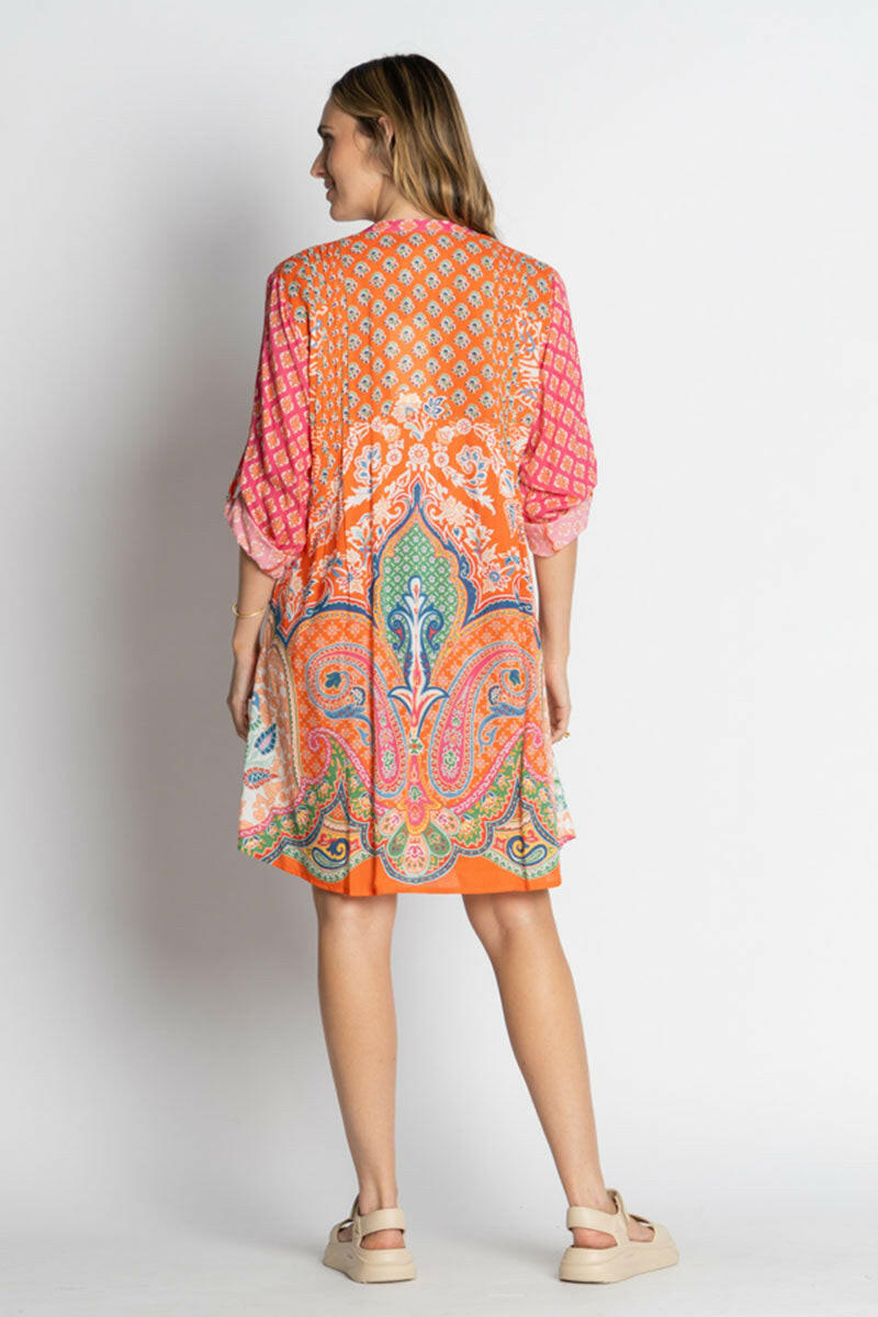Lula Life Sarai Button Dress Flame.