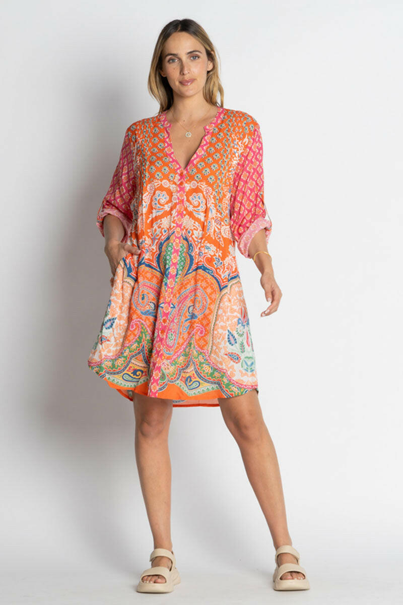 Lula Life Sarai Button Dress Flame.