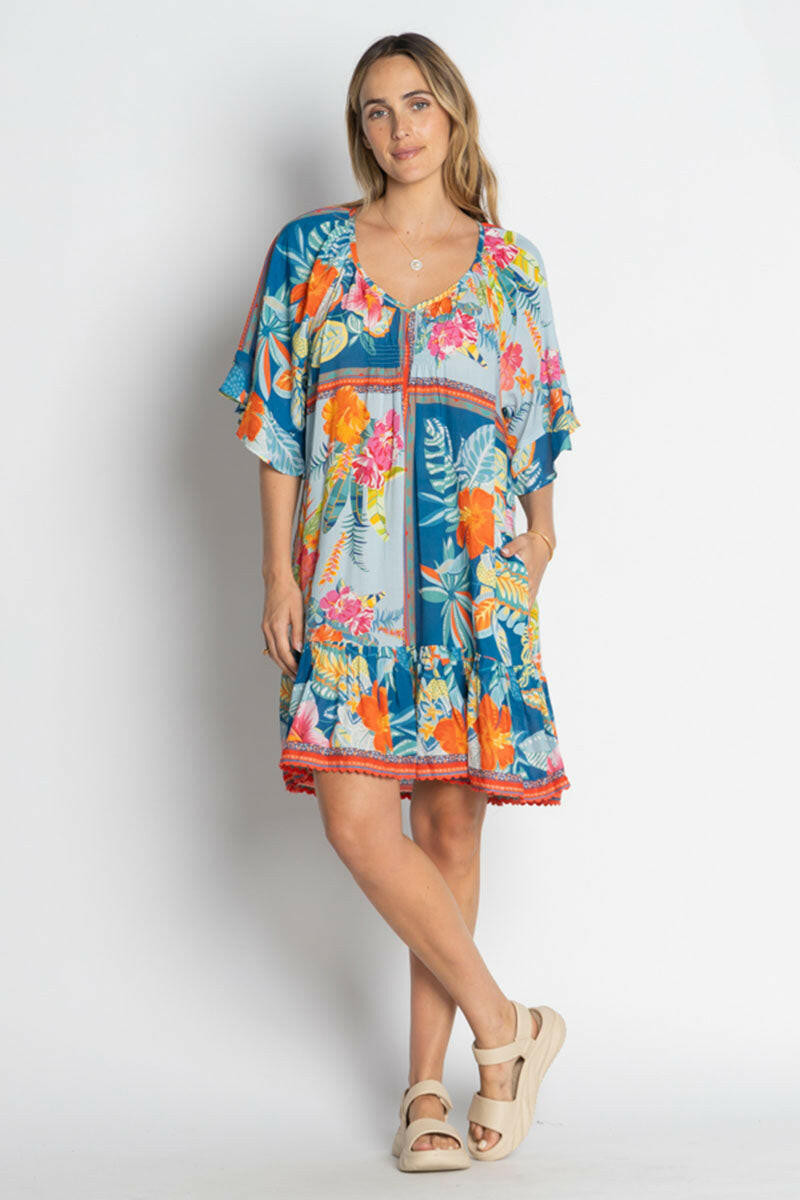 Lula Life Serilda Shirred Dress - Ocean.