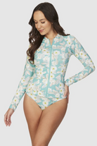 Niptuck Aqua Chelsea Floral Rash Vest Long Sleeve.