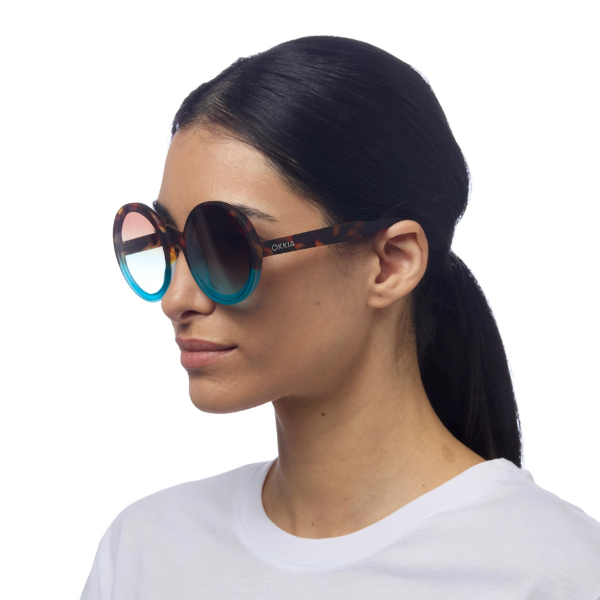 Okkia Monica Sunglasses - Havana and Blue.