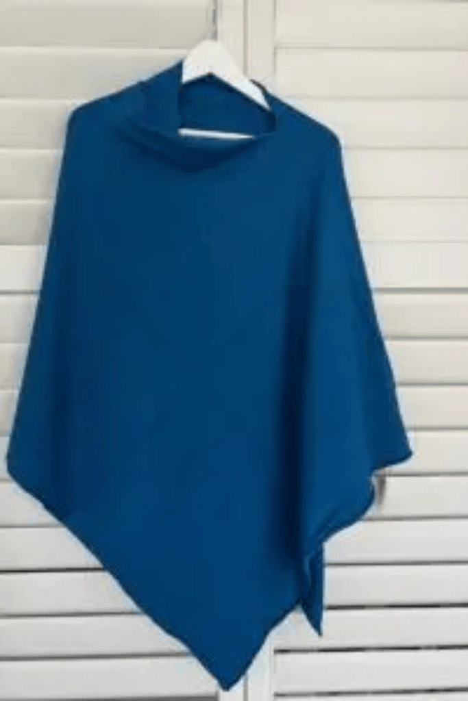 Poncho Cashmere Blend Super Soft Lightweight Sea Blue - OZ RESORT