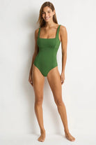 Sea Level SL1158ECO Essentials Edit Square Neck Panelled Underwire One Piece Palm