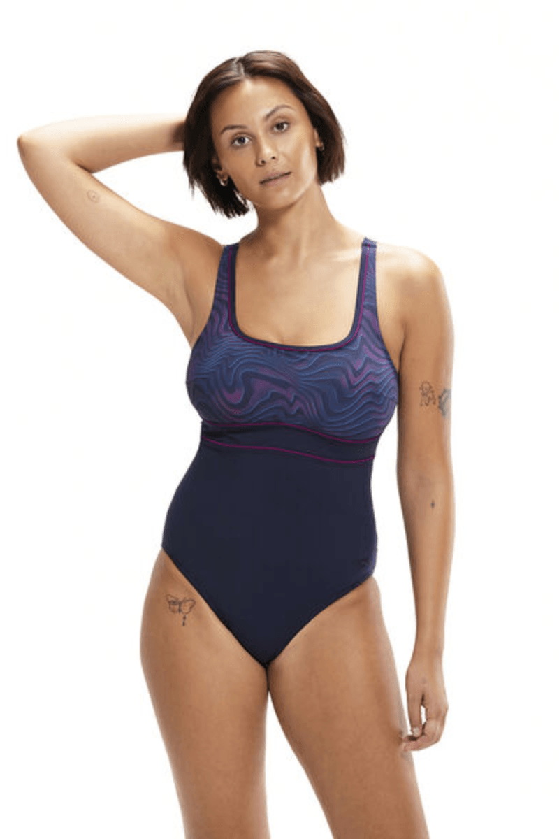 Speedo Womens Shaping Contour Eclipse Printed One Piece.