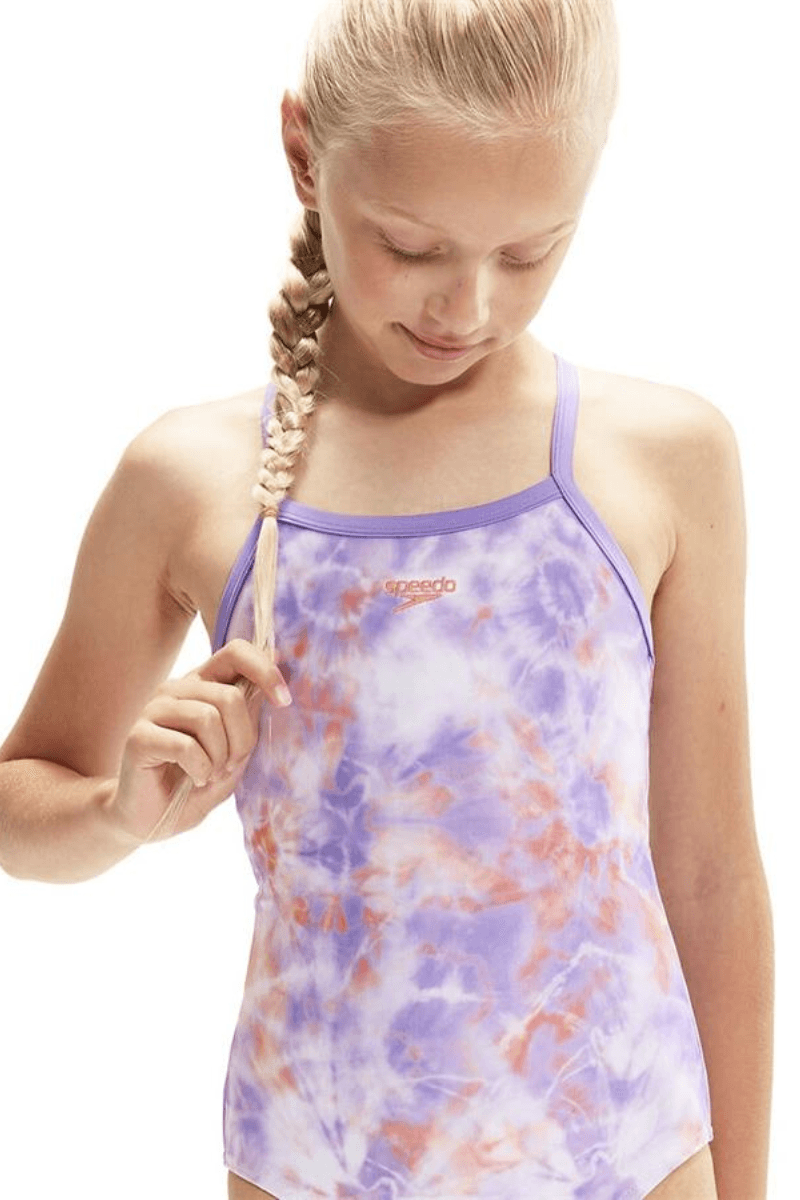 Speedo Girls Printed Thinstrap Muscleback One Piece.