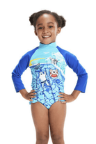 Speedo Toddler Girls Digital Long Sleeve Frill Surfsuit.